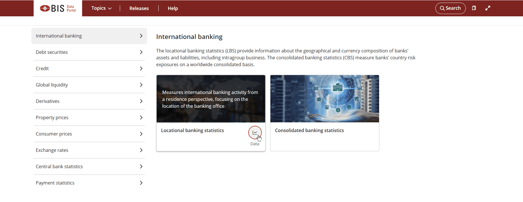 Screnshot showing how to directly access the data page through the navigation