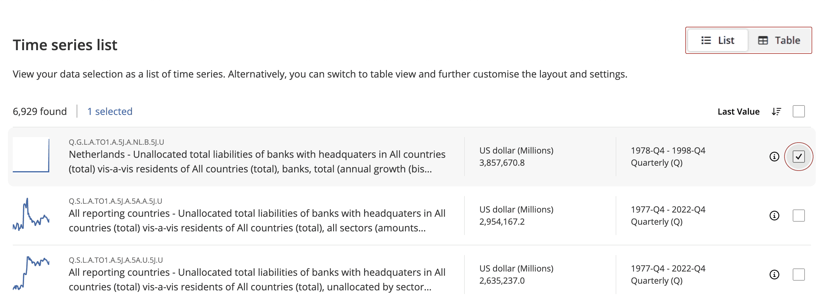 Screnshot showing how to explore the data in a tabular form