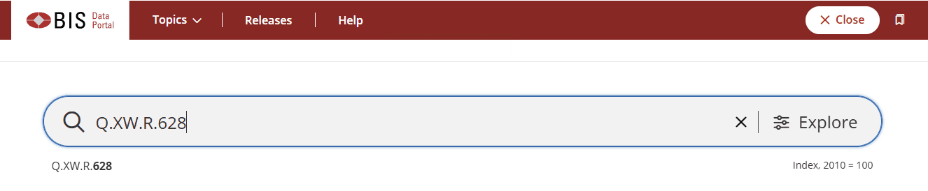 Screenshot of the search functionality - searching by time series key